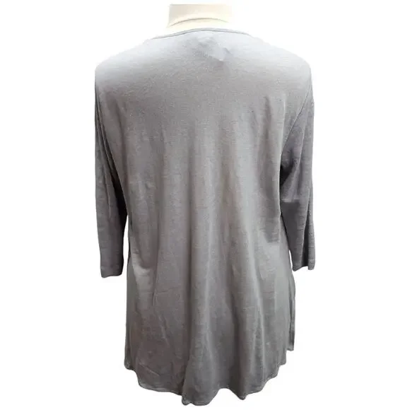 NWT J Jill Love Linen Shirt XL Pintuck Gray Popover Top Lagenlook Cottagecore - Picture 3 of 13